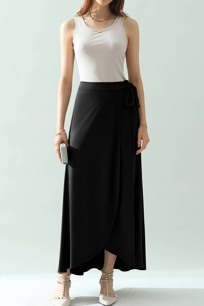 CWBLS117-P_High Waisted Maxi Wrap Skirts with Slit