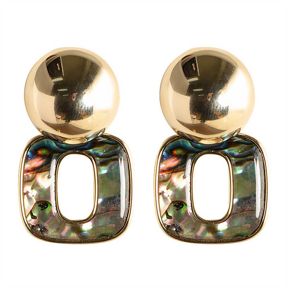 COLORFUL ABALONE PENDANT SILVER NEEDLE EARRINGS