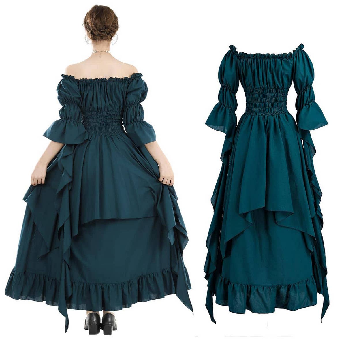 HALLOWEEN COSTUME SQUARE NECK TIED WAIST DRESS