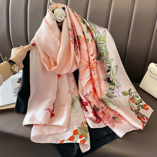 Elegant Printed Long Silk Scarf - Fashionable Wrap