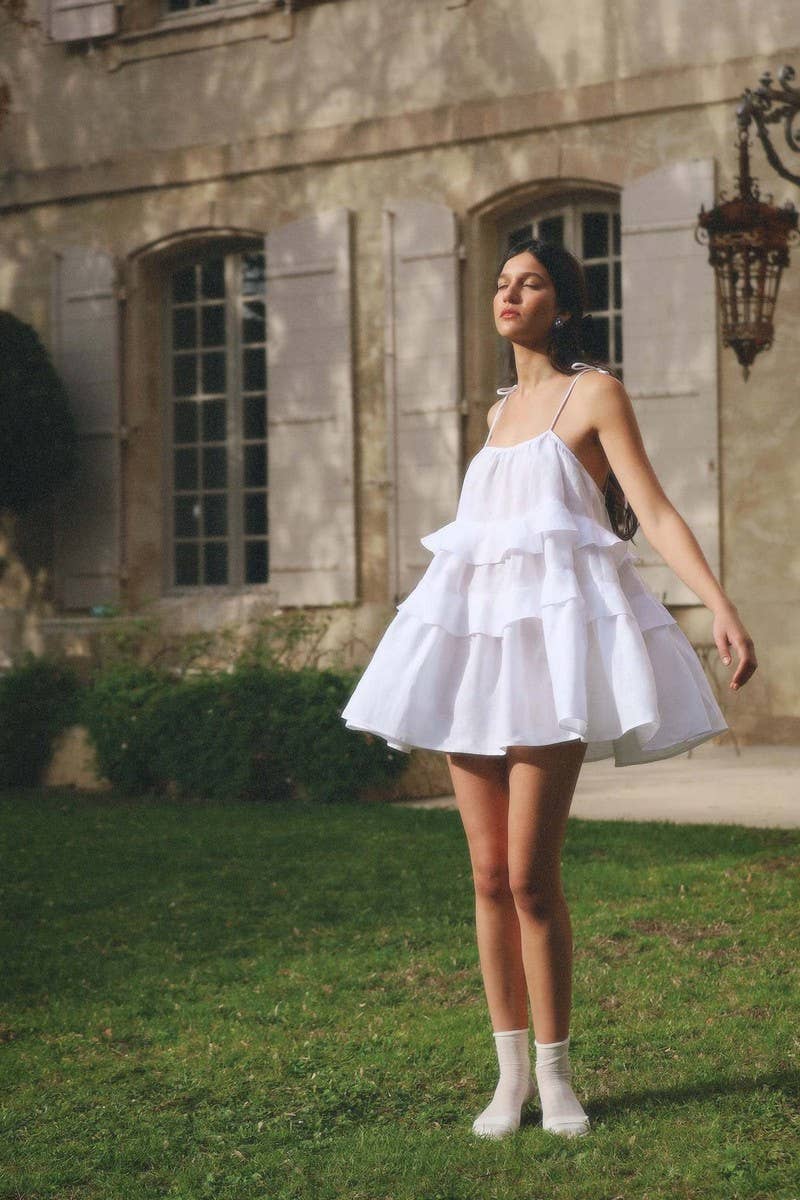 CWDSD8854_SUMMER RUFFLE SHORT SLING CAKE DRESS