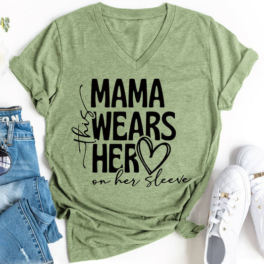 Simple Mother's Day V-neck blouse_CWTBLS0554