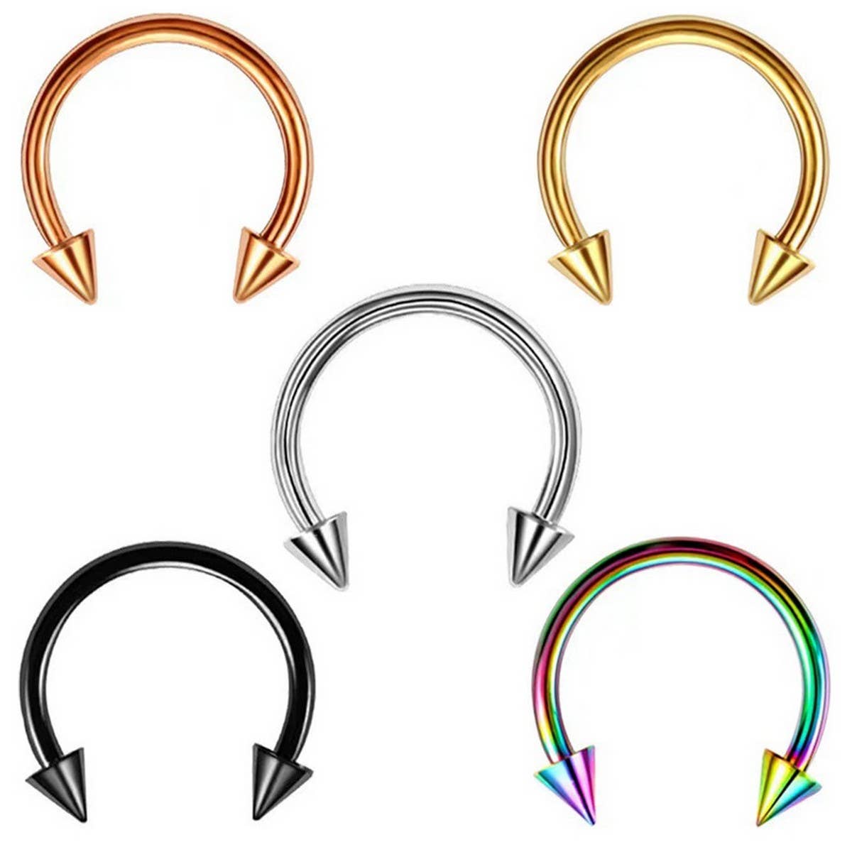 Stainless Steel Horseshoe Lip Ring Piercing_CWMM9585