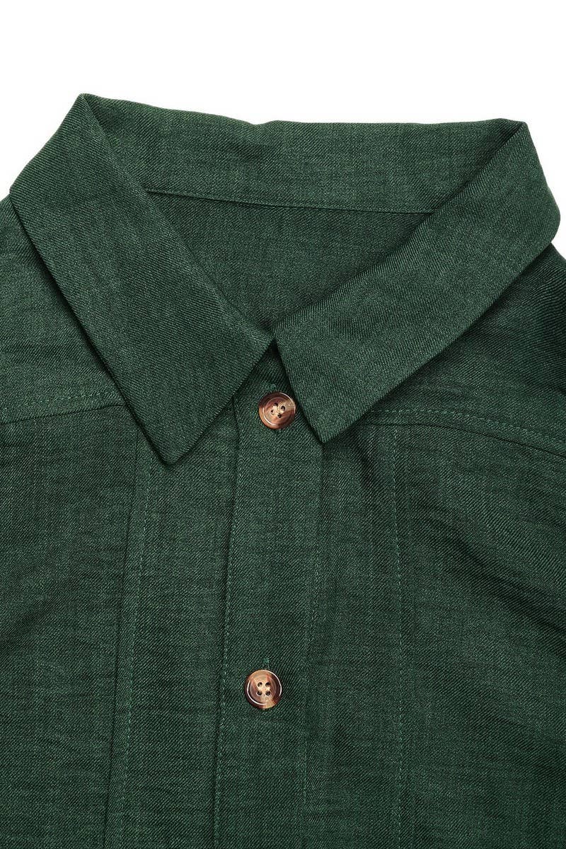 CWDSD6689_SOLID COLOR LAPEL SHORT-SLEEVED SHIRT DRESS