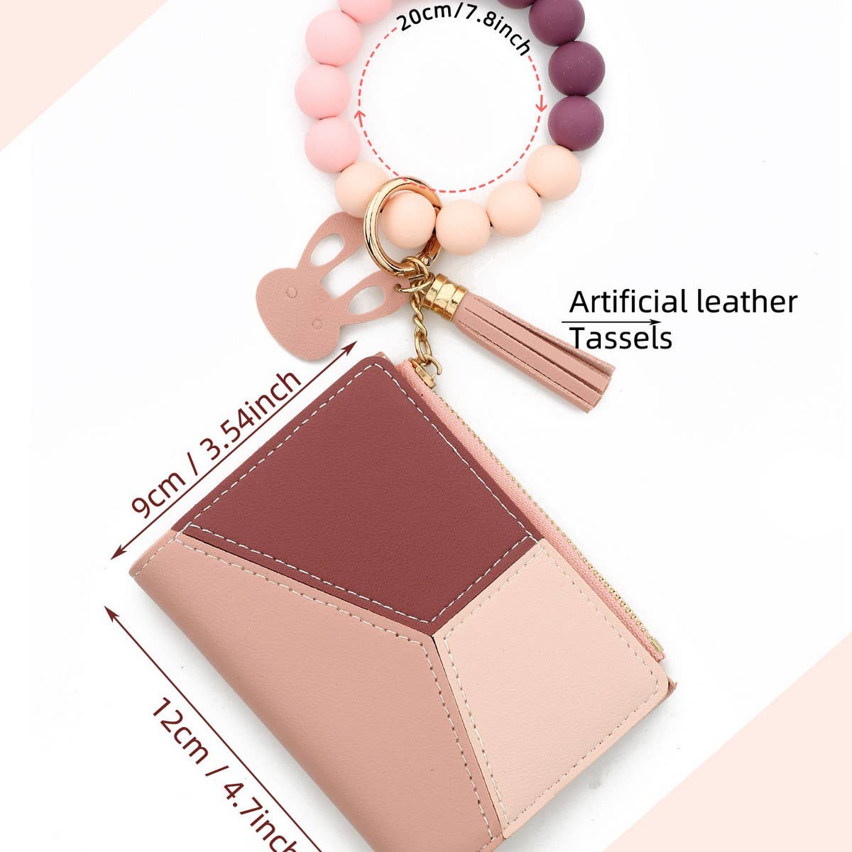 Mini Card Wallet with Beaded Bracelet Keychain_CWAB4947