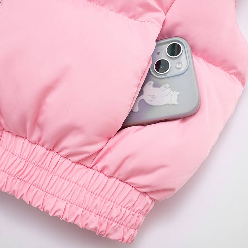 Stand-up collar warm fluffy cotton-padded vest