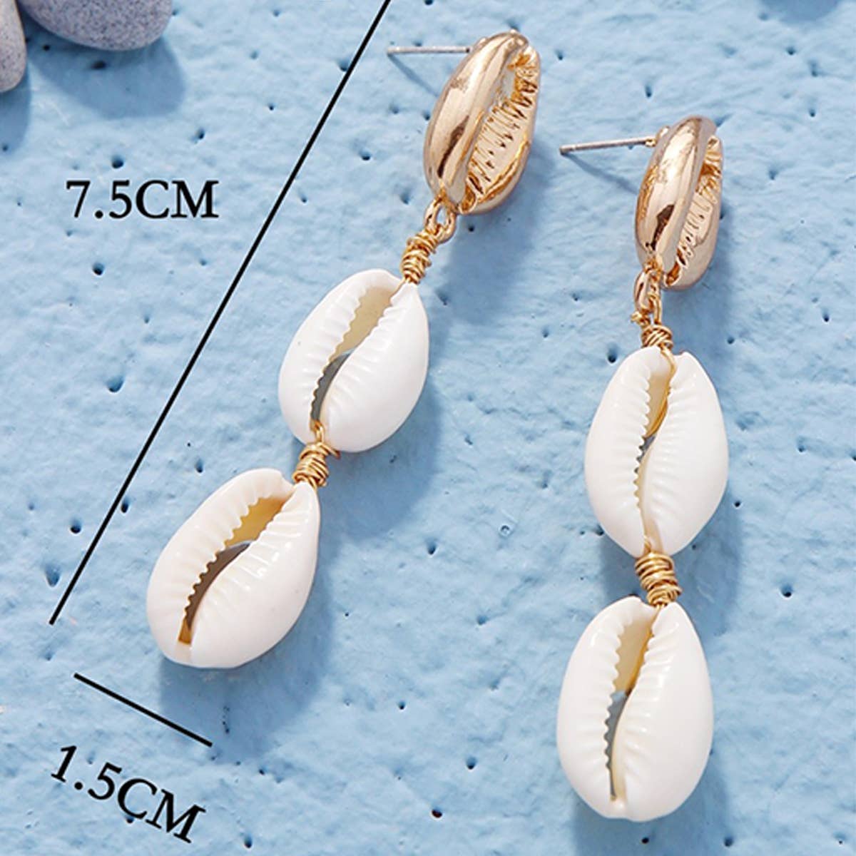 BEACH RESORT STYLE SHELL BEADED EARRINGS_CWAJE1554