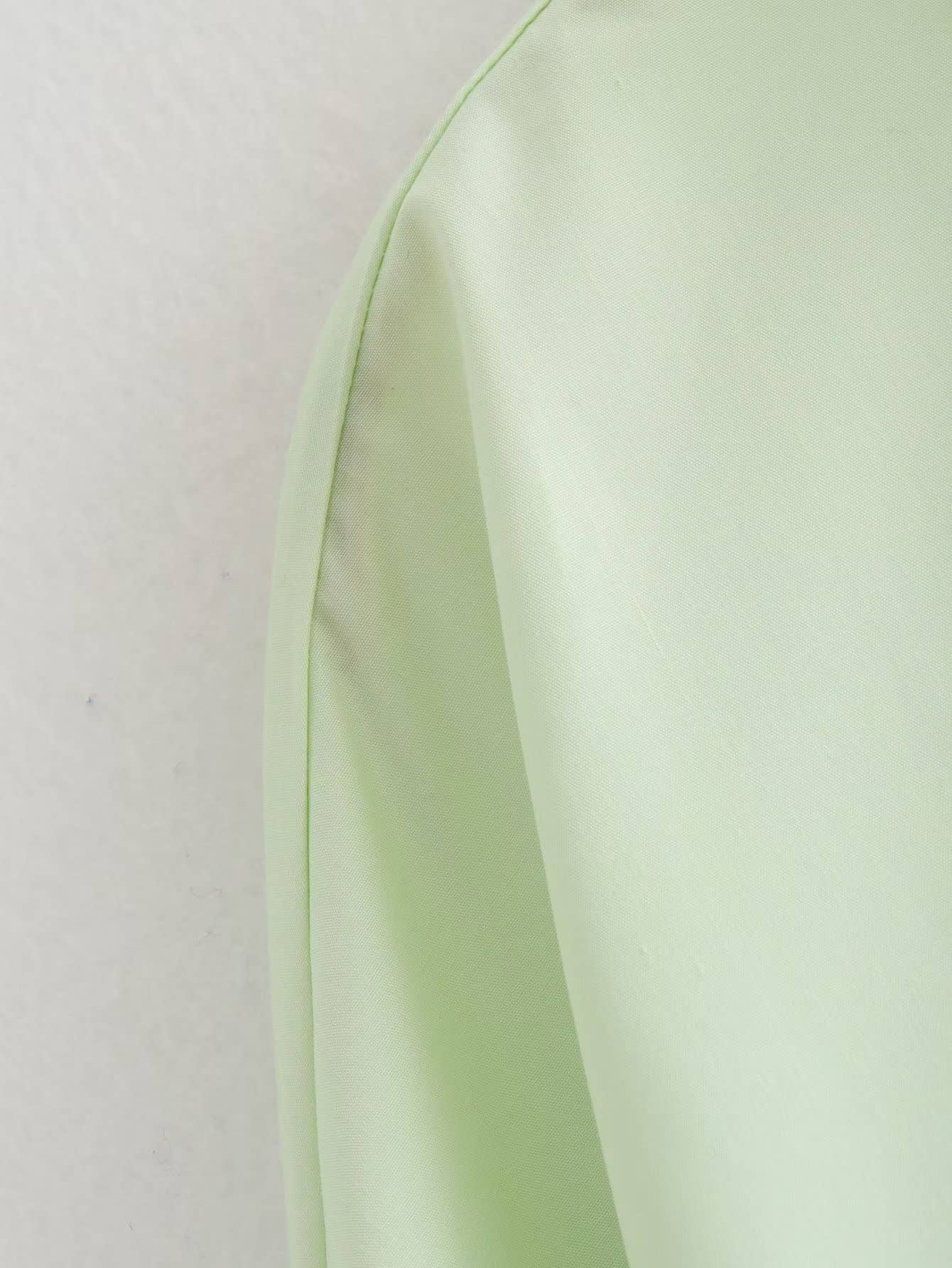 Side-drawstring long-sleeved solid-color shirt