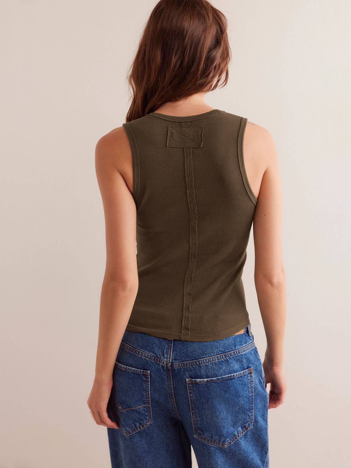 V-neck solid-color ribbed high-end Tanktop