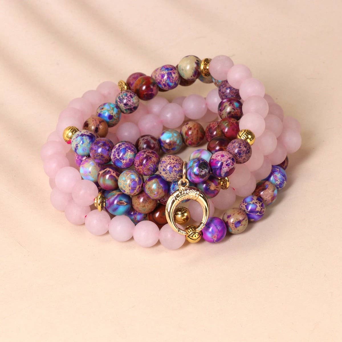 PINK 108 BEADED BRACELETS WITH STRETCHY BANDS_CWAJE3925