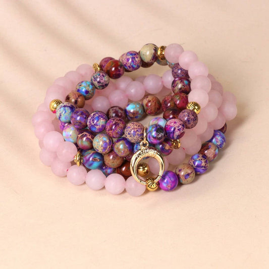 PINK 108 BEADED BRACELETS WITH STRETCHY BANDS_CWAJE3925