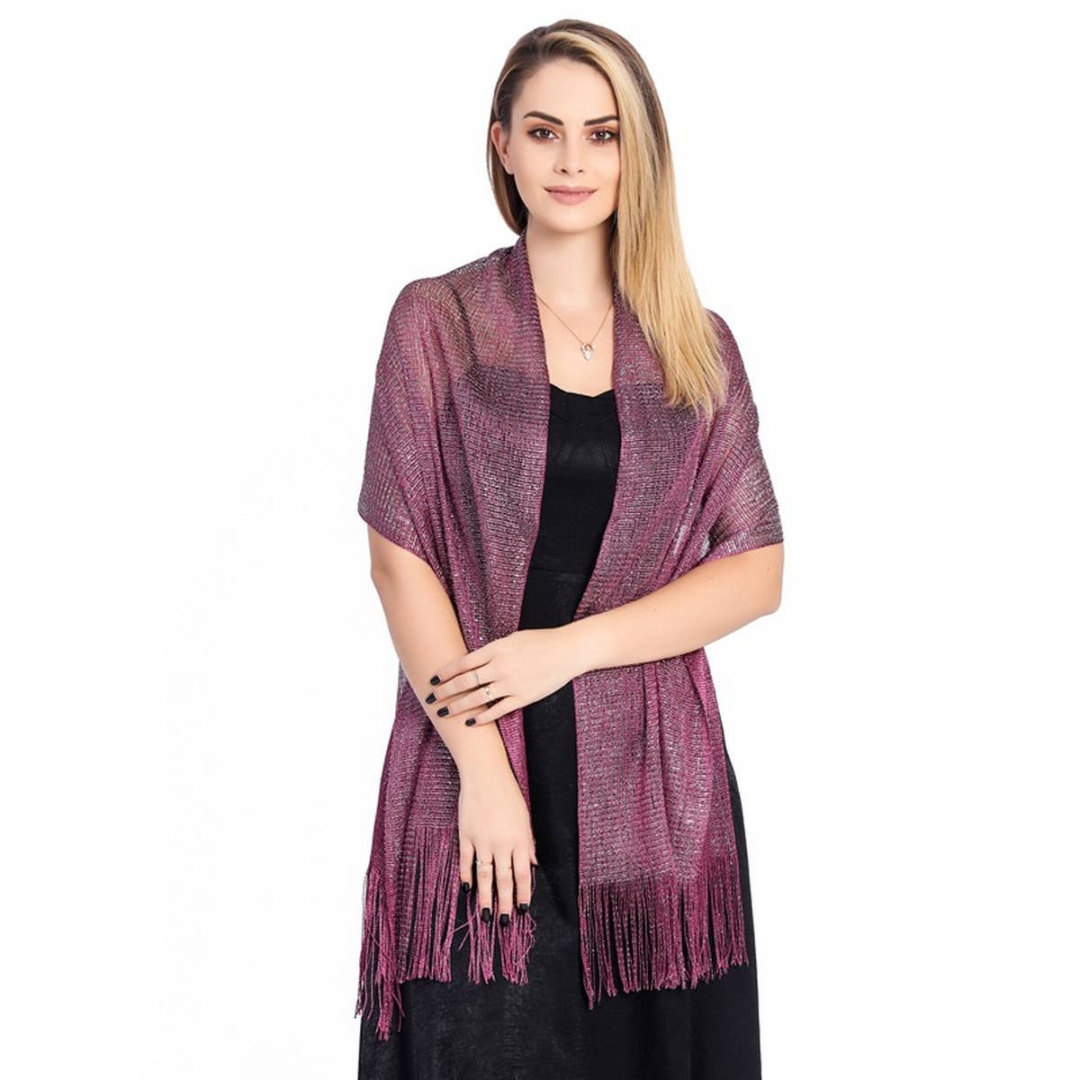 FASHIONABLE GOLD AND SILVER SILK SHAWL