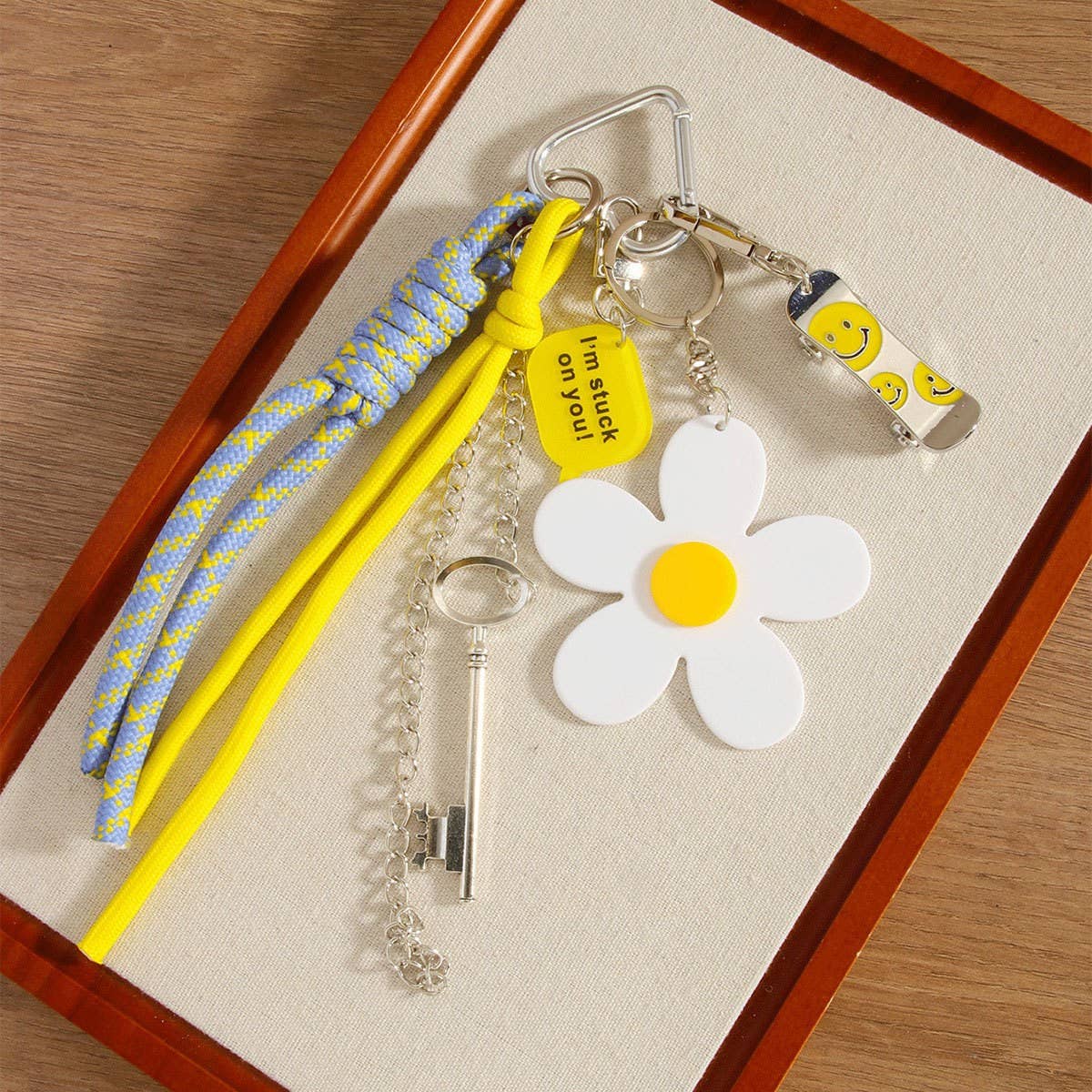 Mini Skateboard Keychain with Daisy & Letter Charm