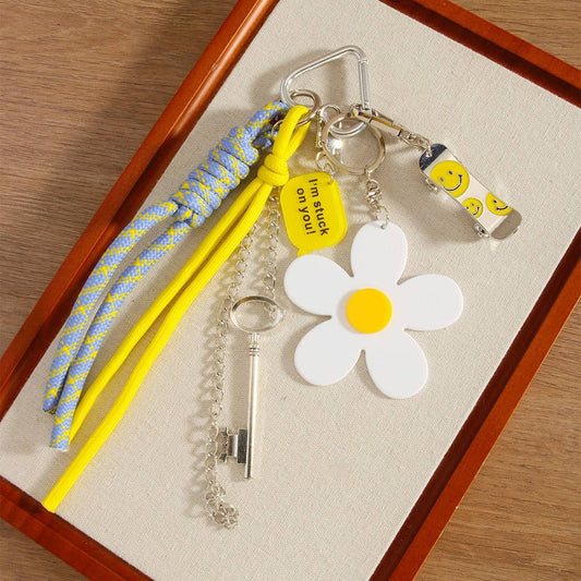 Mini Skateboard Keychain with Daisy & Letter Charm