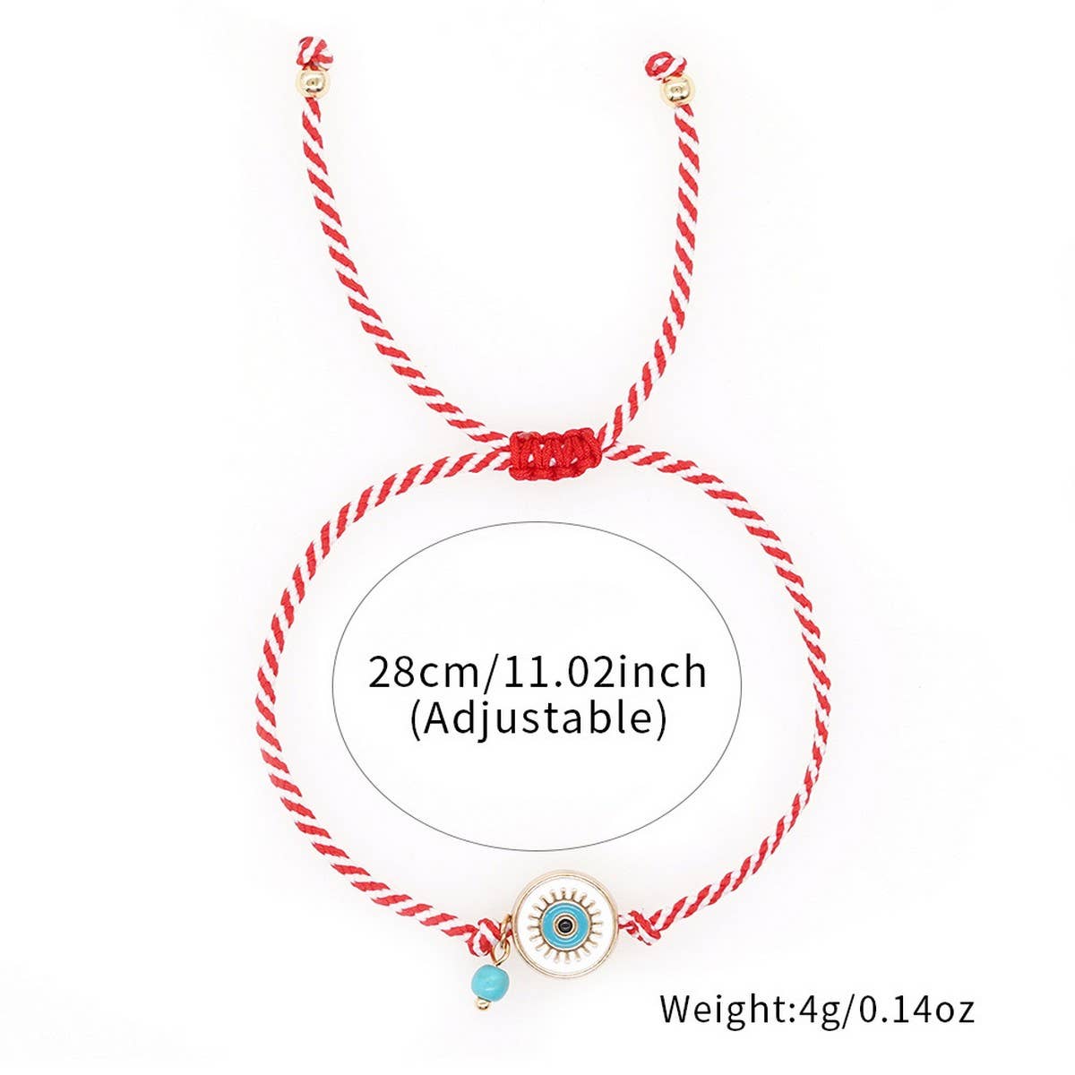 WHITE EYES TURQUOISE RED AND WHITE ROPE BRACELET