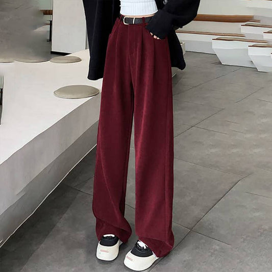 Straight leg high-waisted casual wide-leg pants