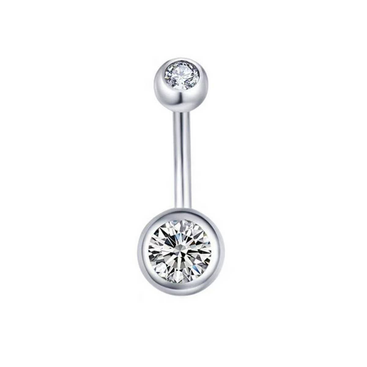 Double Gem Belly Button Ring ? Stainless Steel