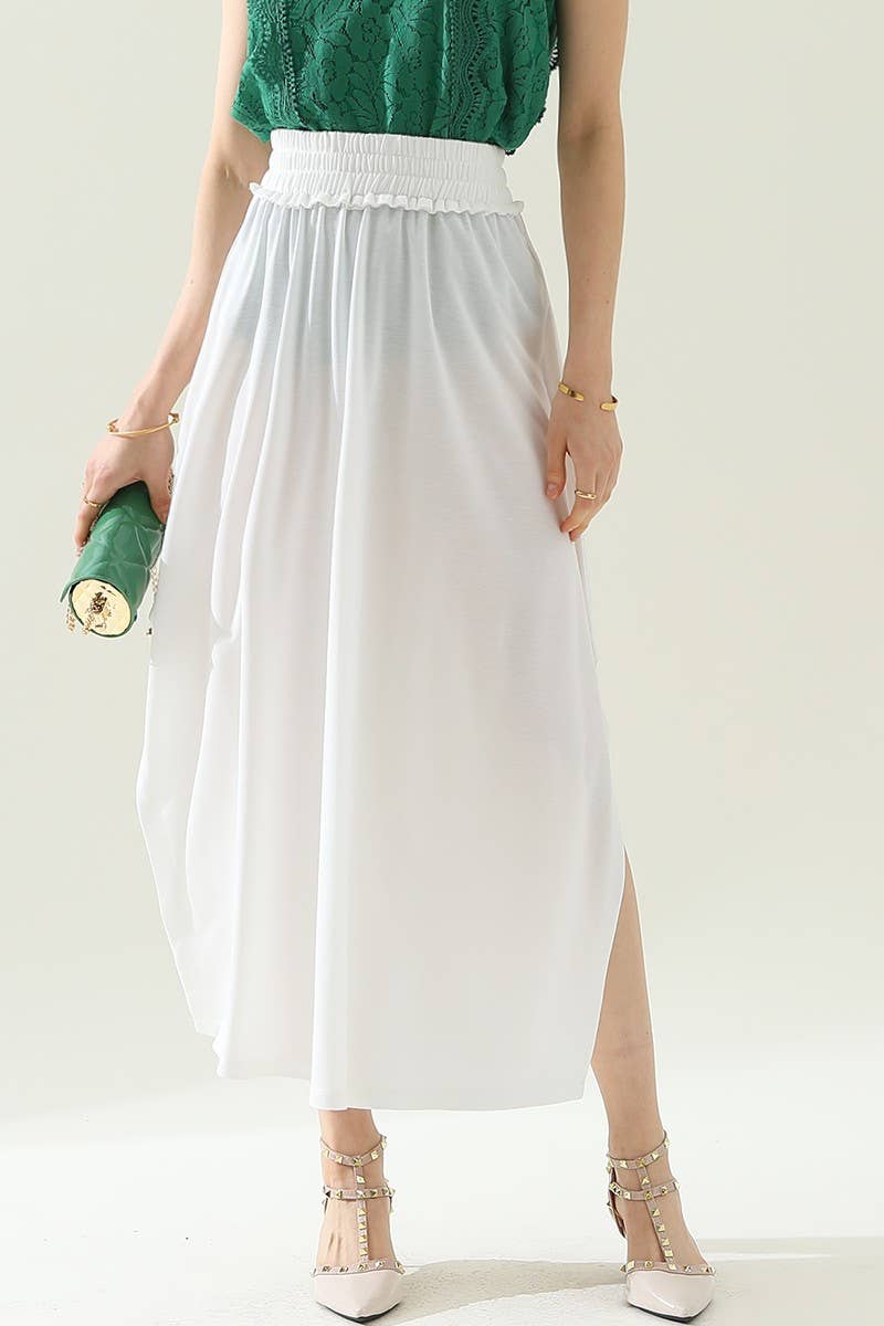 CWBLS133-S_BANDED SMOCKING WAIST MAXI SKIRT WITH POCKET