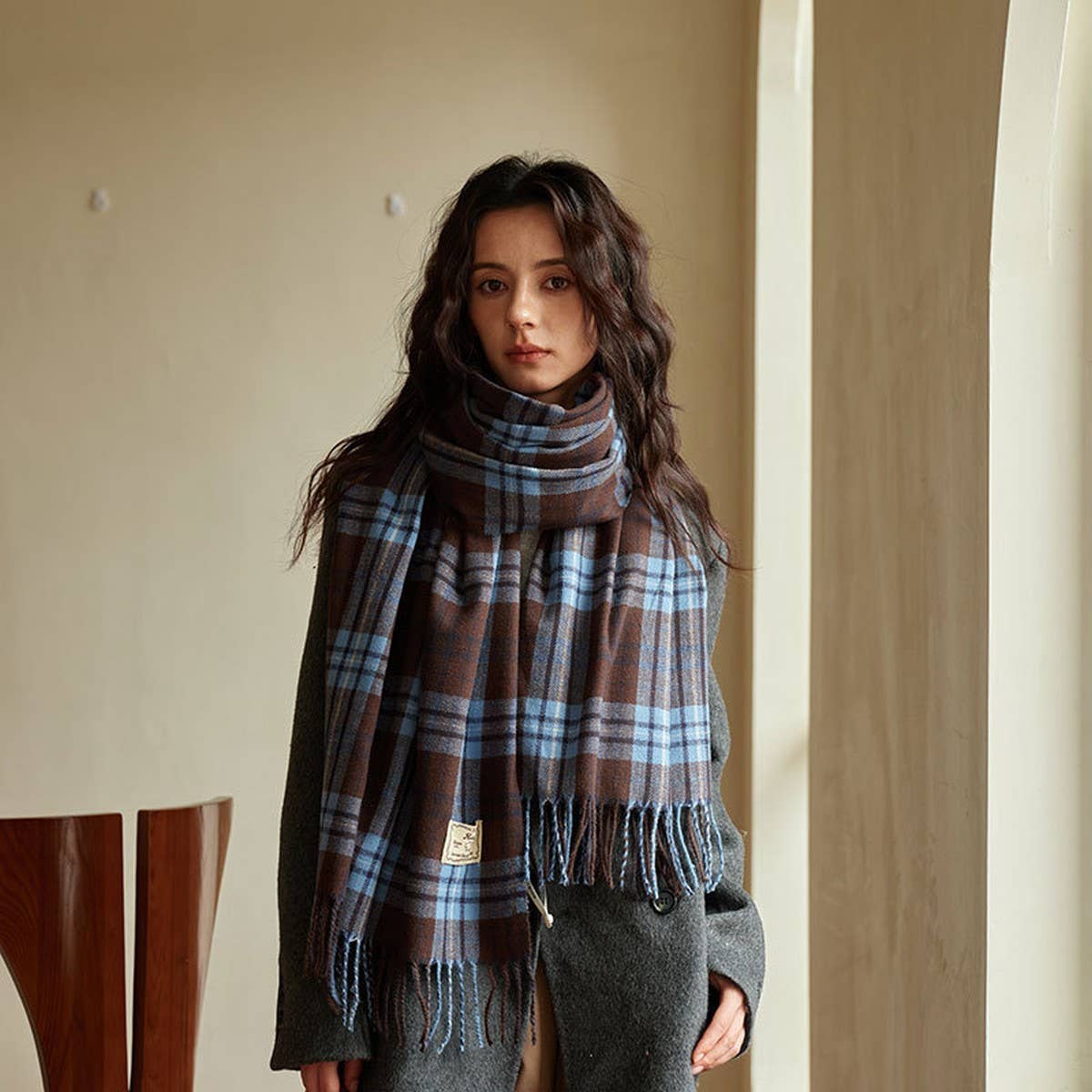 Plaid Colorblock Scarf - Classic Winter Wrap_CWASC2347