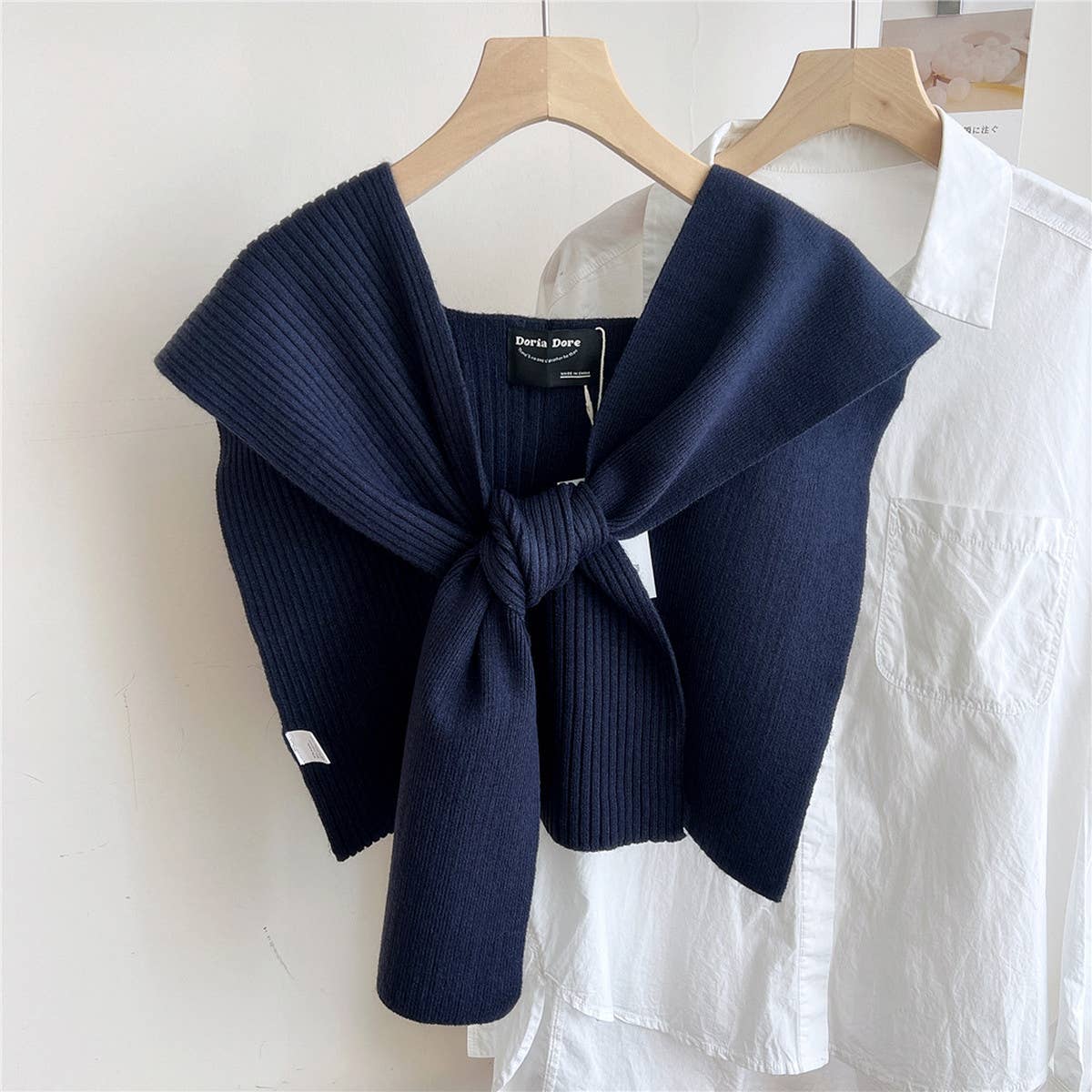 CWASC2383_KNITTED SHAWL KNOTTED SHIRT WOMEN'S SCARF