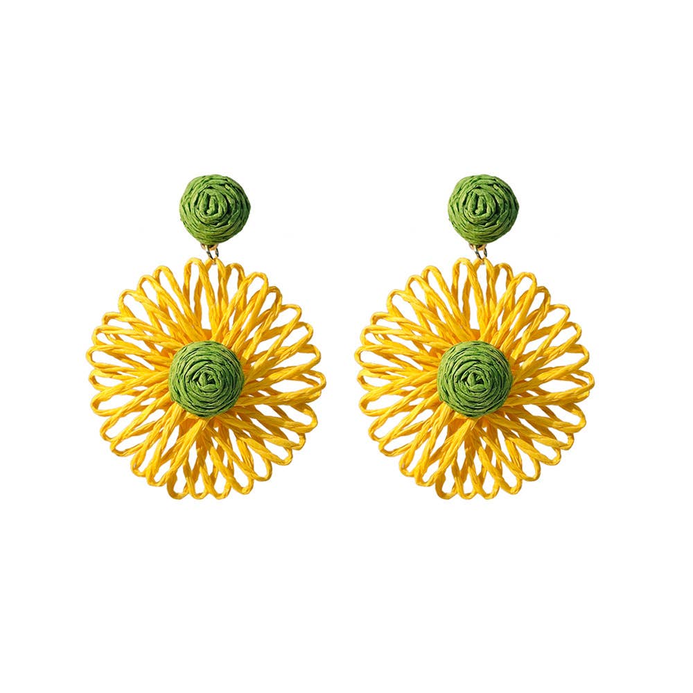 Bohemian vacation woven Raffia grass earrings