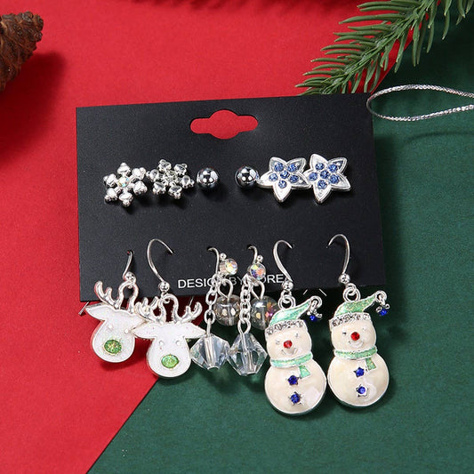 CHRISTMAS ALLOY EARRINGS AND PENDANT SET 6 PIECES