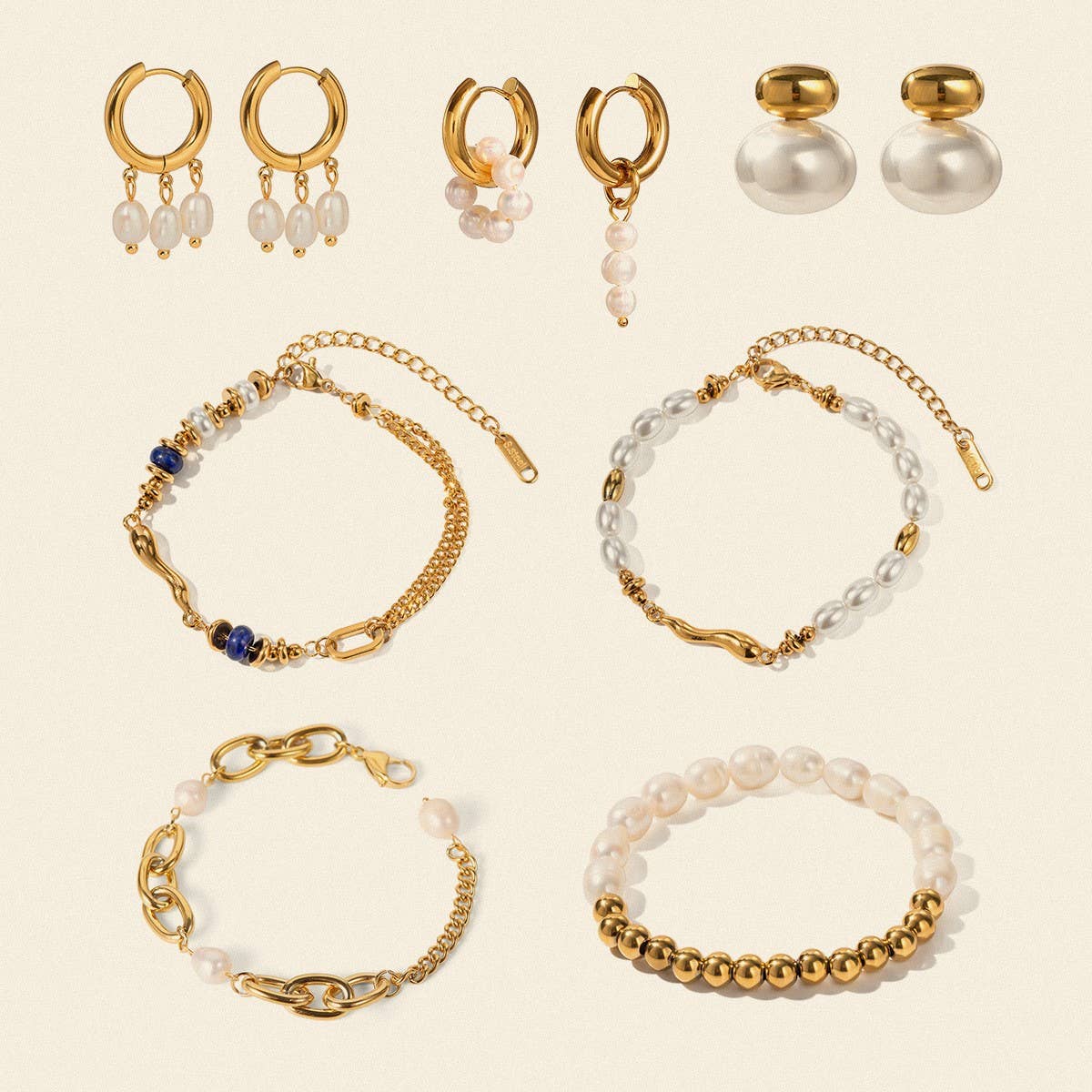 Elegant Pearl Bracelet and Stud Earrings Set