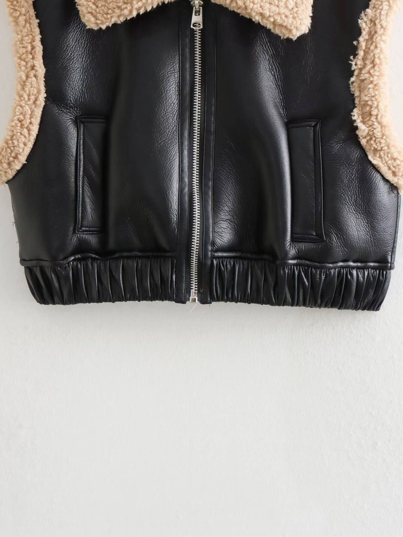 TWO-SIDED LEATHER PILOT IMITATION JACKET VEST