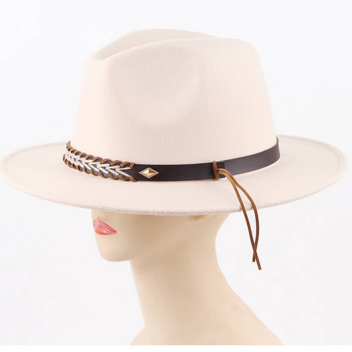 SIMPLE BELT BUCKLE FELT HAT JAZZ HAT_CWAH0751