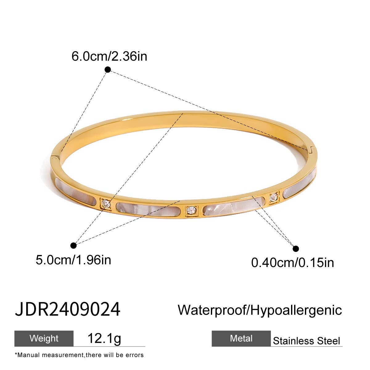 Luxury Zircon Clasp Bracelet in Stainless Steel