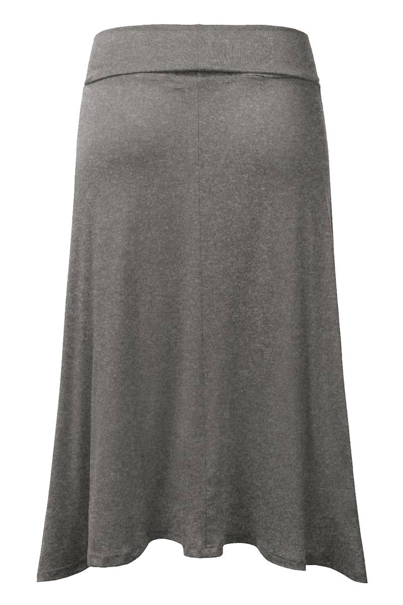 AWBMS204_High Waist Elastic Flared Midi Skirt
