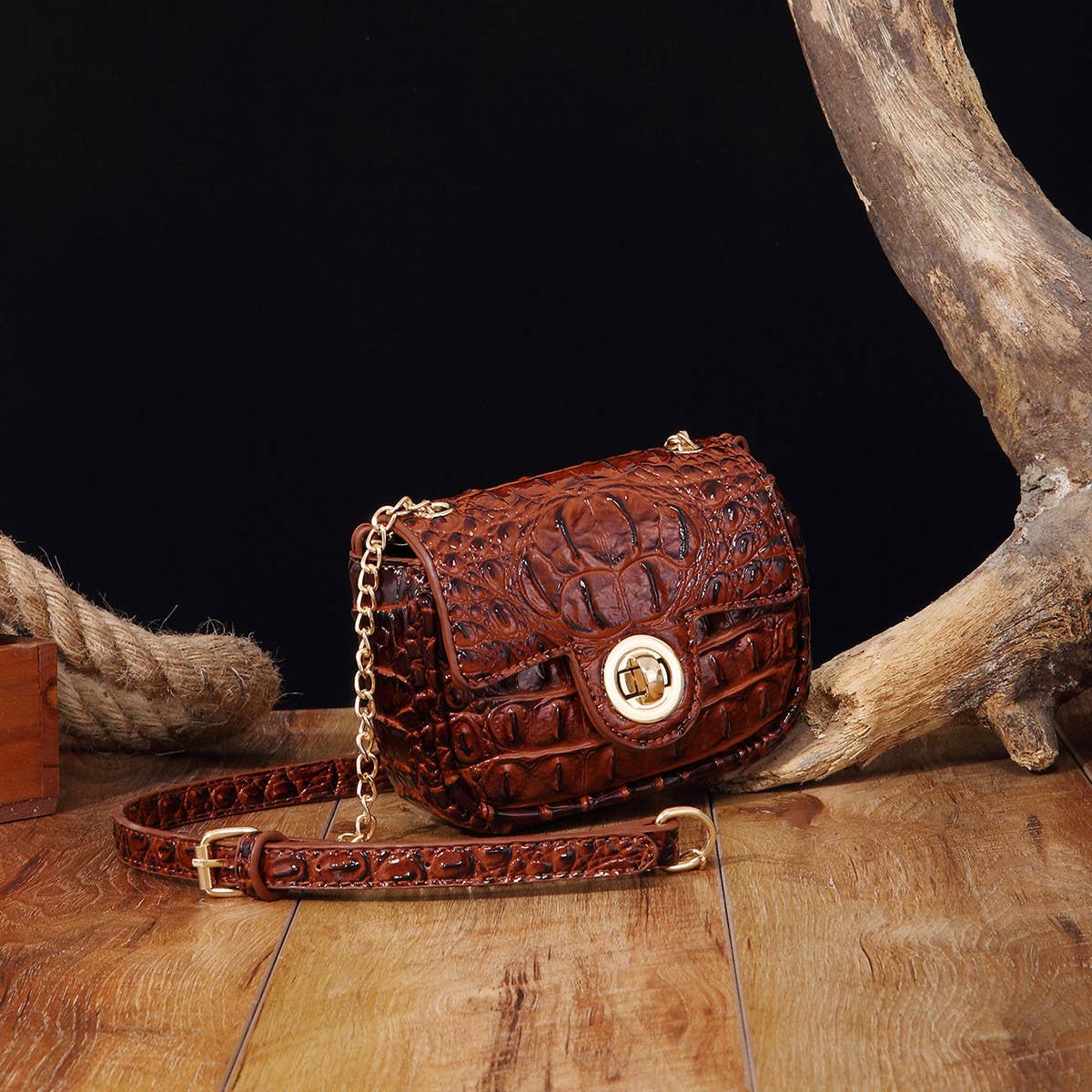 WOMEN MULTI-COLOR CROCODILE PATTERN SHOULDER BAG_CWAB2596