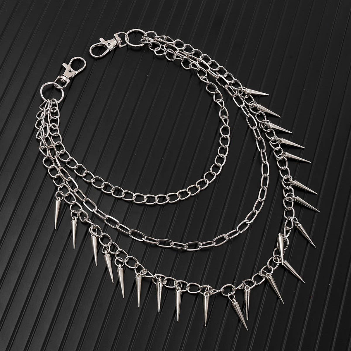 HIP HOP PUNK SPIKED DOUBLE JEANS CHAIN