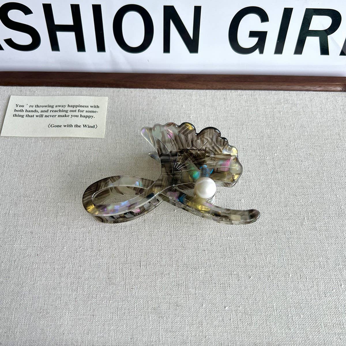 Ginkgo Leaf Pearl Acetate Hair Claw Clip for Women