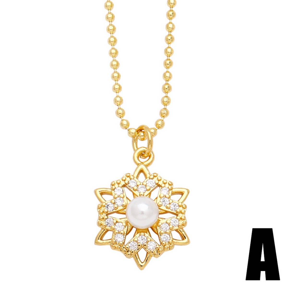 FLOWER PEARL INLAID ZIRCONIUM PENDANT NECKLACE