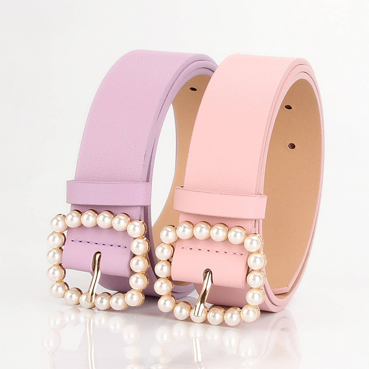 CWABE0945_SWEET PEARL SQUARE BUCKLE BELT