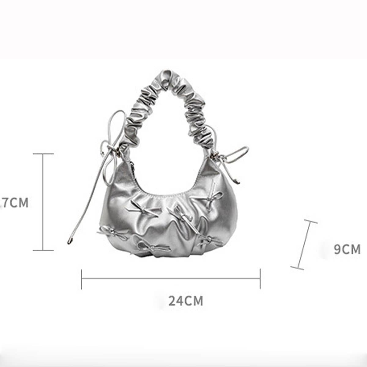 Fashionable pleated bow crossbody bag