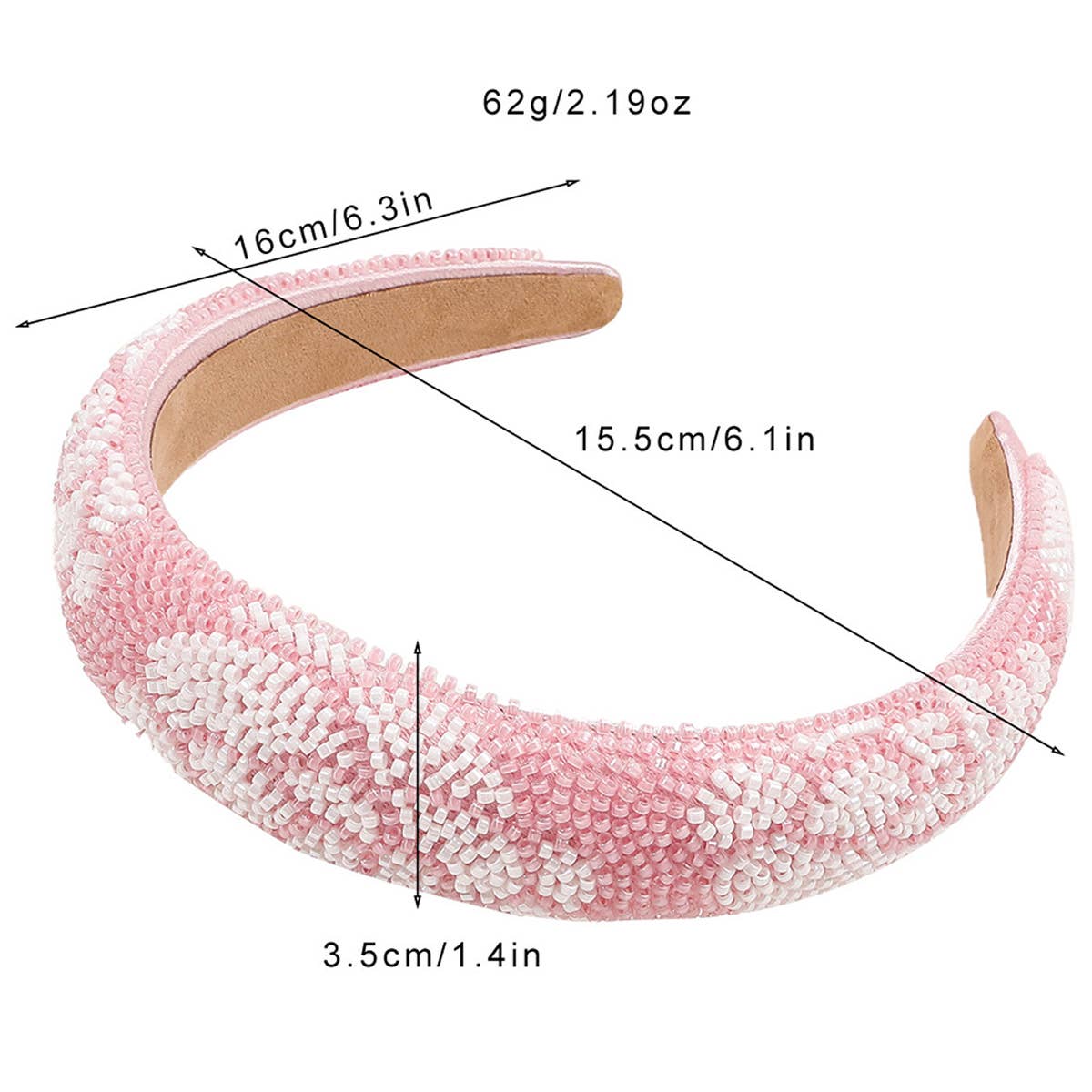 FULL DIAMOND RICE BEAD HEART HEADBAND