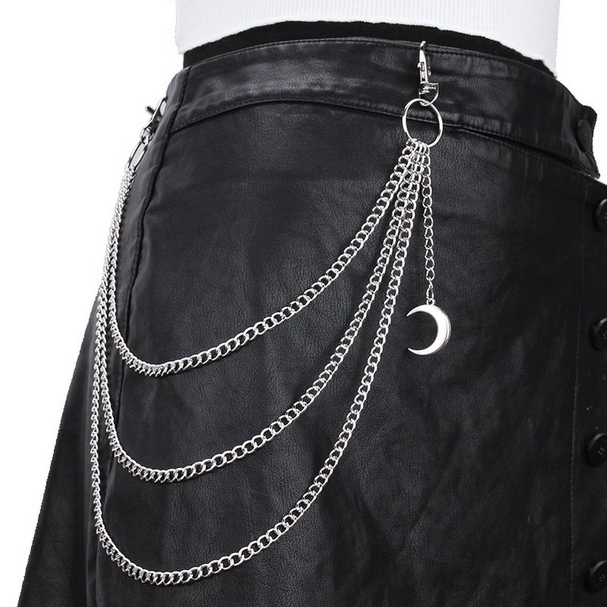 VINTAGE MOON PENDANT MULTI LAYER PANT CHAIN