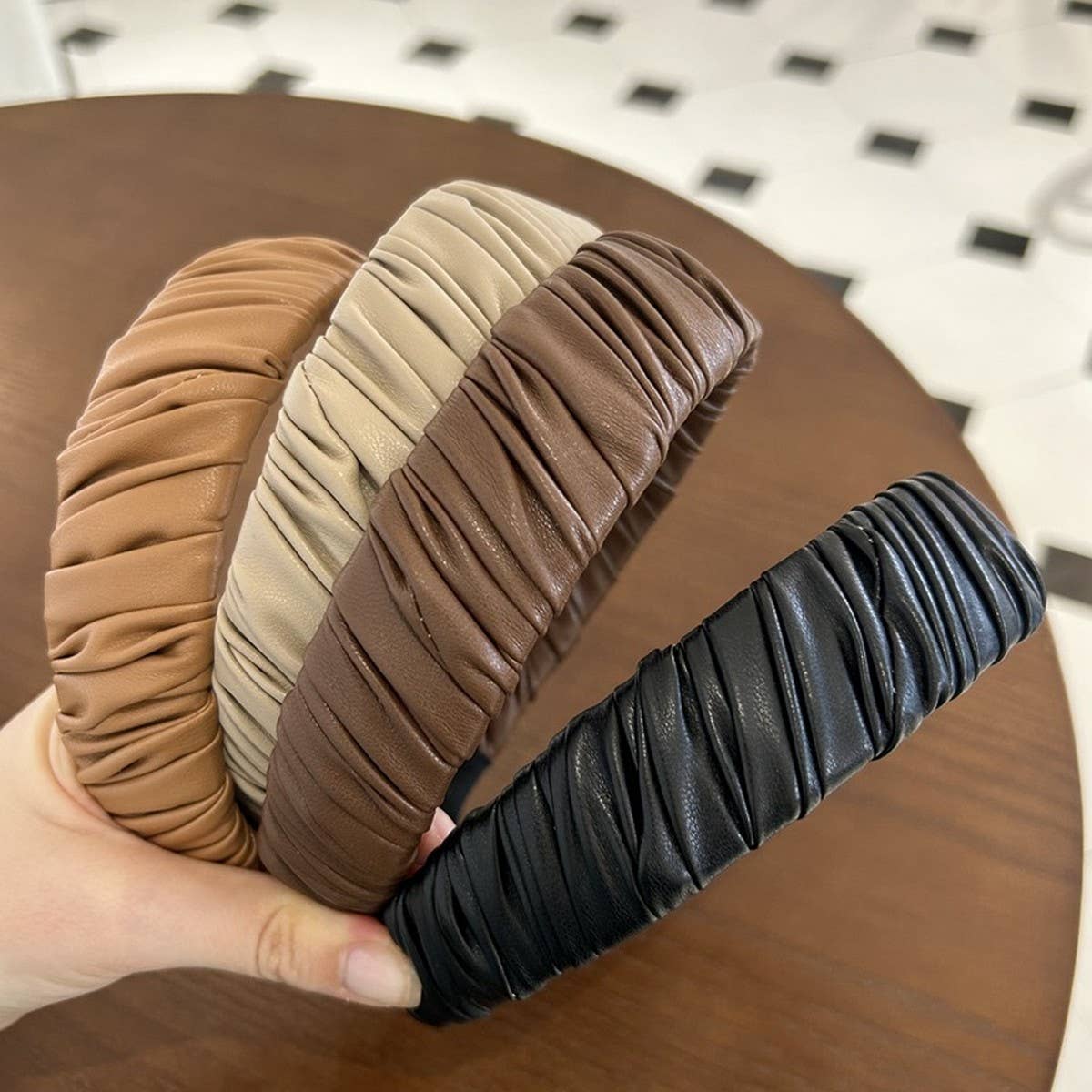 FRENCH STYLE RETRO PLEATED WIDE BRIM HEADBAND