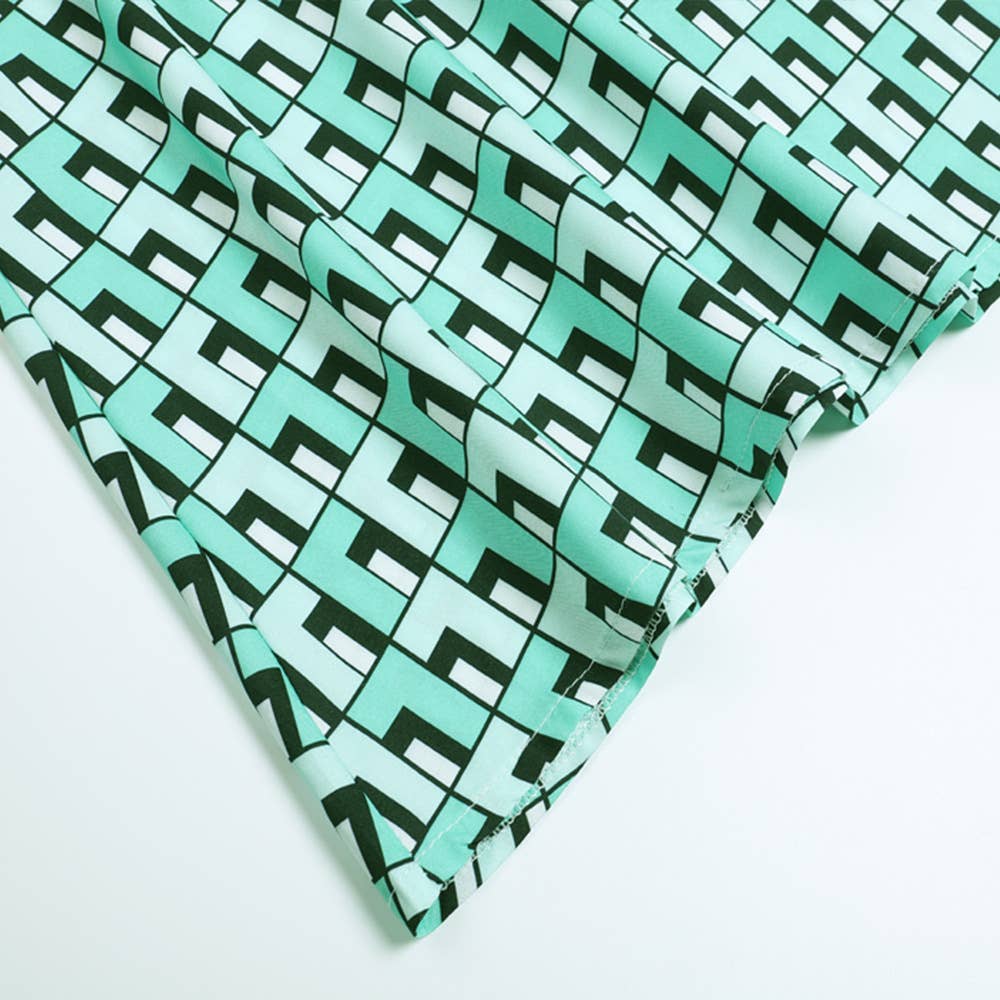 PLAID PATCHWORK LACE-UP LONG-SLEEVED DRESS