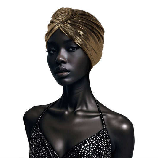 CLASSIC HOT GOLD FLORAL ETHNIC HEADSCARF