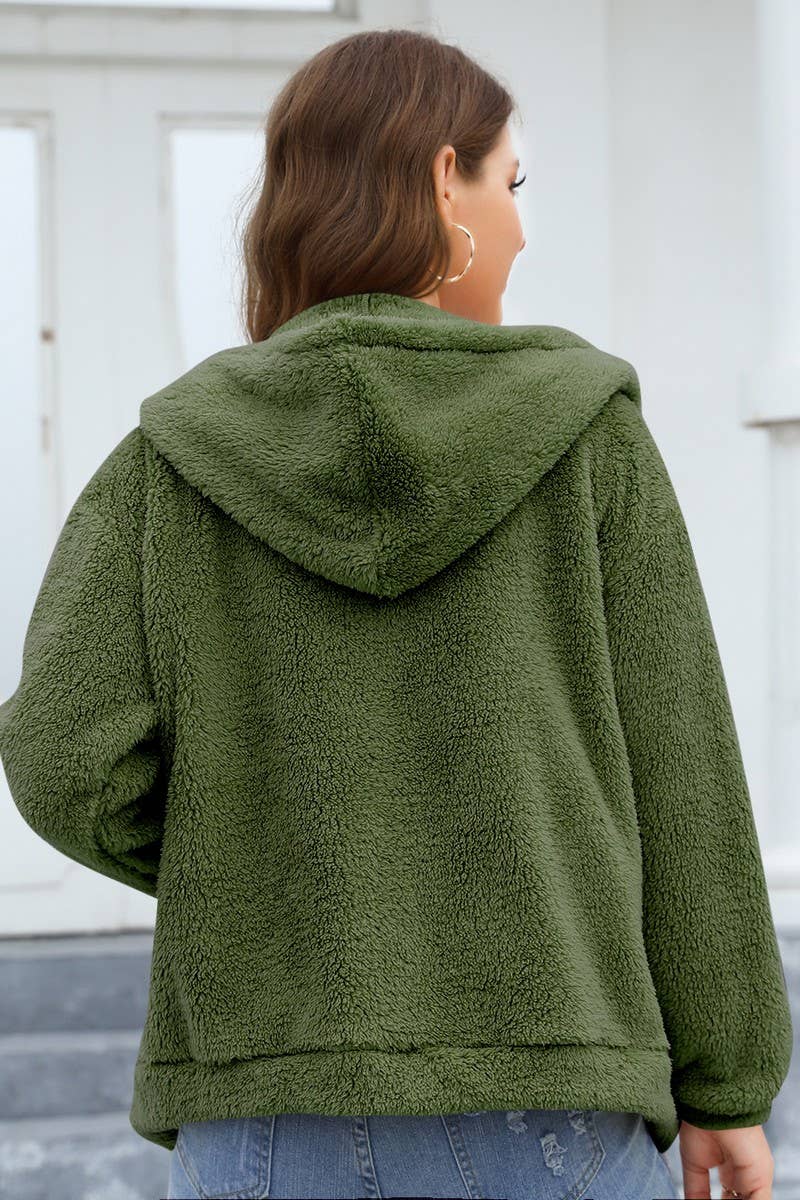 CWOCO0332_LOOSE CASUAL THICKENED HOODED PLUSH JACKET