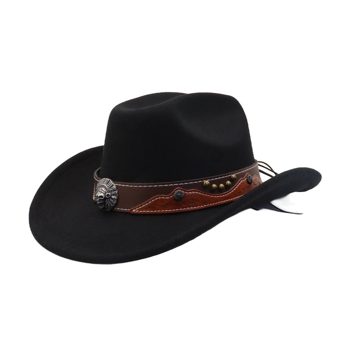 New Ethnic Style Wool Fedora Cowboy Jazz Hat_CWAH04497