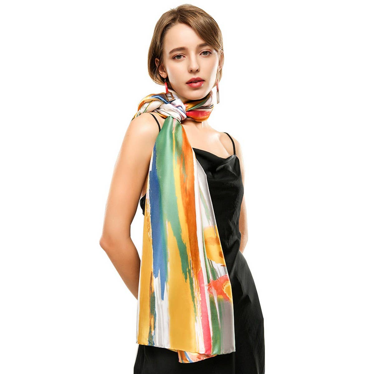 Lily Print Silk Scarf - Graffiti Style for Women