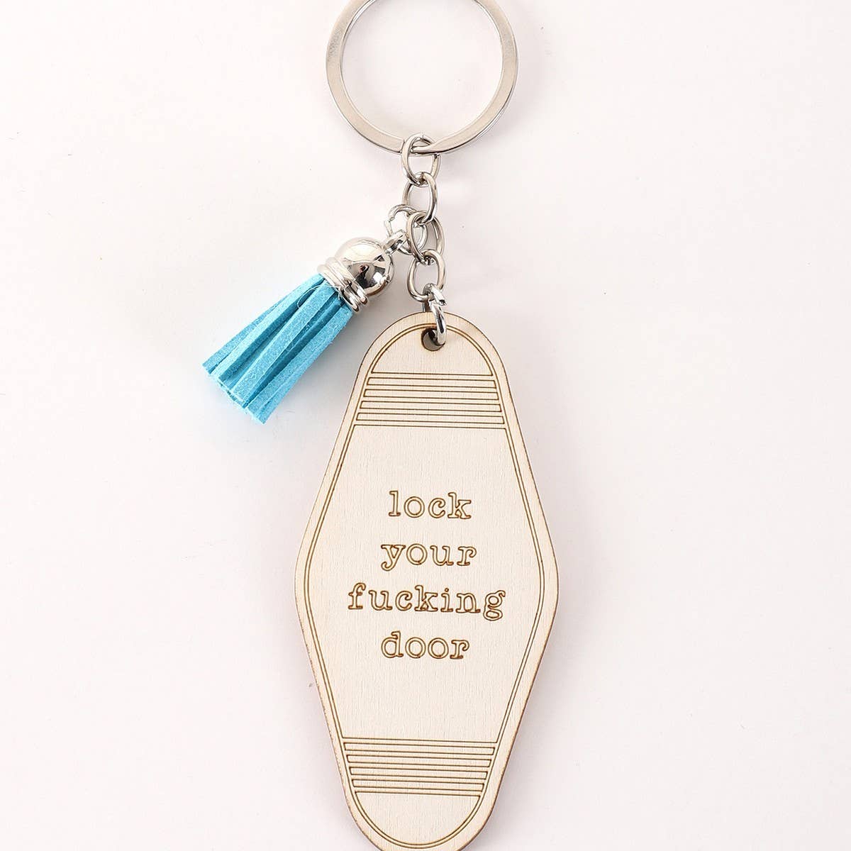 LETTER ENGRAVED WOODEN KEYCHAIN