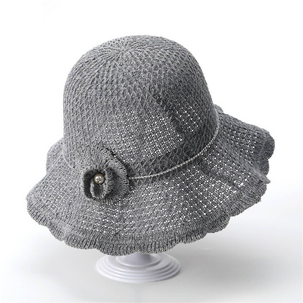 WAVY EDGE FLOWER HOLLOW SUNSHADE FISHERMAN HAT_CWAH1453