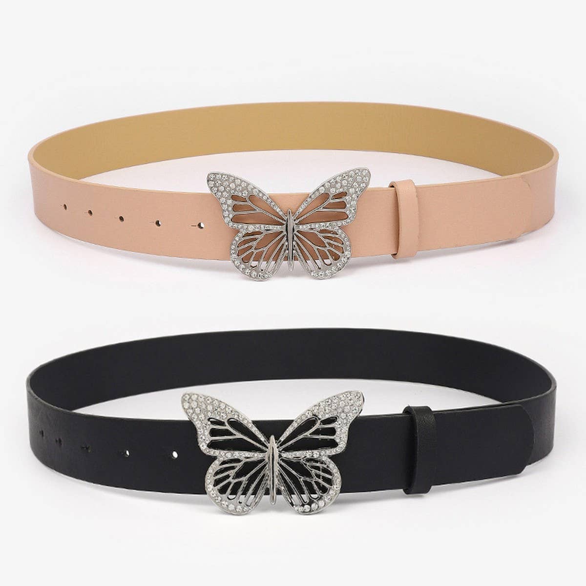BUTTERFLY RHINESTONE BUCKLE LADIES SIMPLE BELT_CWABE0613
