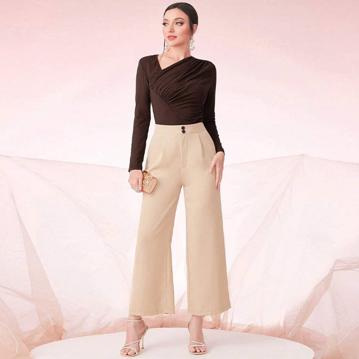 Lean neck slim pleated all-in-one base