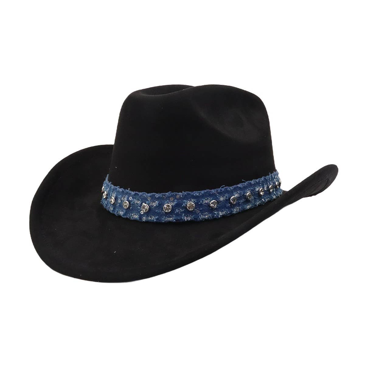 Suede Western Cowboy Fedora Hat Ethnic Style_CWAH04501